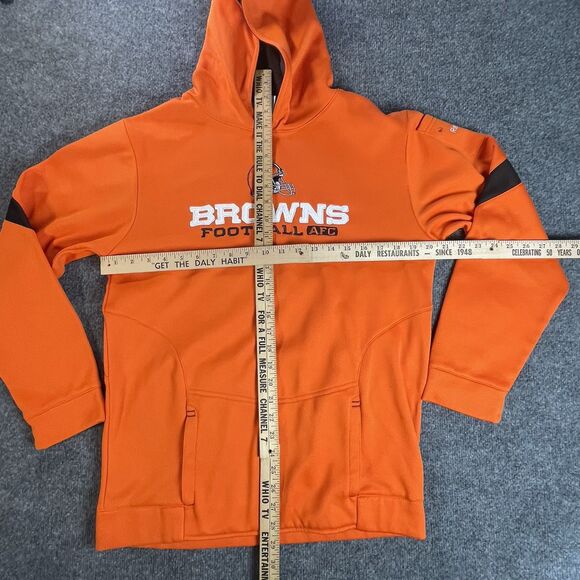Reebok Cleveland Browns Hoodie Mens Large Orange NFL OnField Pullover Sweatshirt - Picture 10 of 16